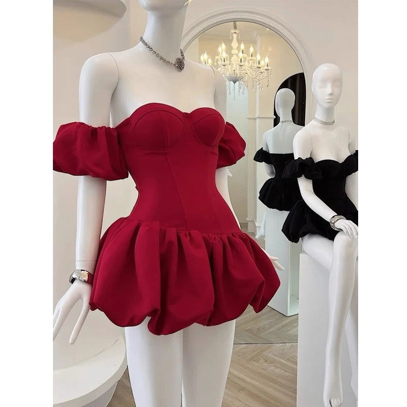 Hermoso vestido de fiesta corto de satén blanco con hombros descubiertos para graduación de octavo grado, vestido de cóctel para secundaria, trajes Hoco DH2627