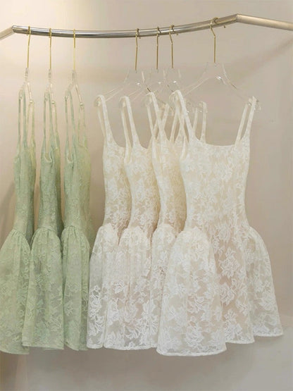 Vestido de fiesta corto de encaje verde salvia cuadrado para octavo grado, vestido de cóctel para secundaria, trajes Hoco DH2628