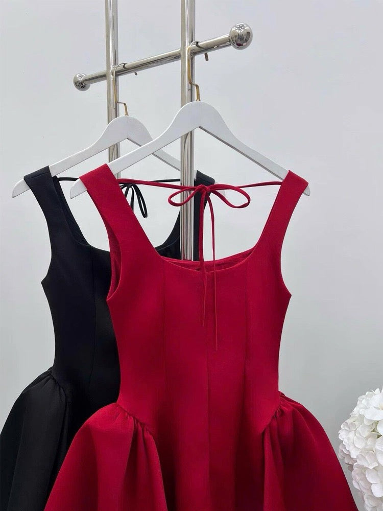 Vestido de fiesta corto de satén rojo con escote cuadrado, minivestido formal para octavo grado, vestido de cóctel para secundaria, trajes Hoco DH2629