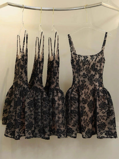 Vestido de fiesta cuadrado, negro, corto, de encaje, para 8.º grado, de cóctel, para escuela secundaria, DH2638
