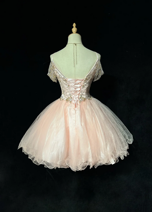 Vestido corto rosa claro con tirantes finos, minivestido formal para fiesta de bienvenida, fiesta de graduación, DH2649