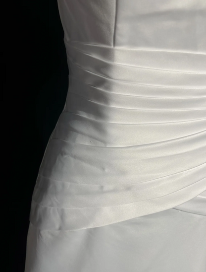 Vestido de novia vintage, corte A, escote en V, cuentas blancas, satén, largo, estilo retro, modesto, DH2653