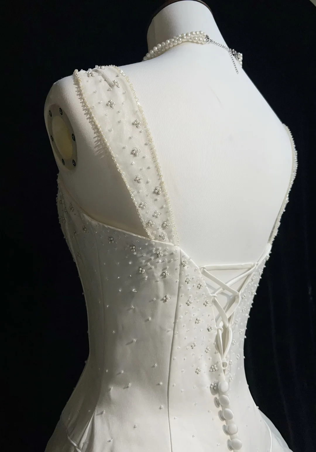 Vestido de novia princesa, corte A, escote corazón, satén, cuentas blancas, largo, estilo retro, modesto, DH2664