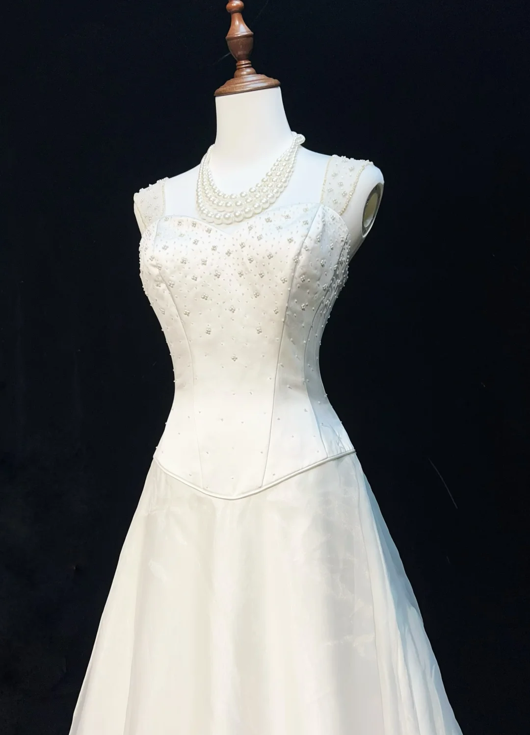 Vestido de novia princesa, corte A, escote corazón, satén, cuentas blancas, largo, estilo retro, modesto, DH2664