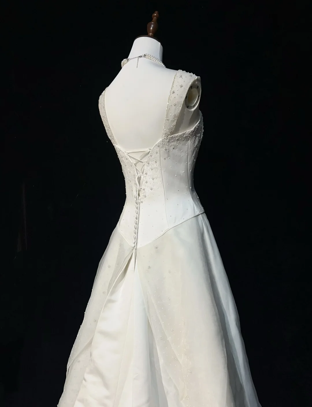 Vestido de novia princesa, corte A, escote corazón, satén, cuentas blancas, largo, estilo retro, modesto, DH2664