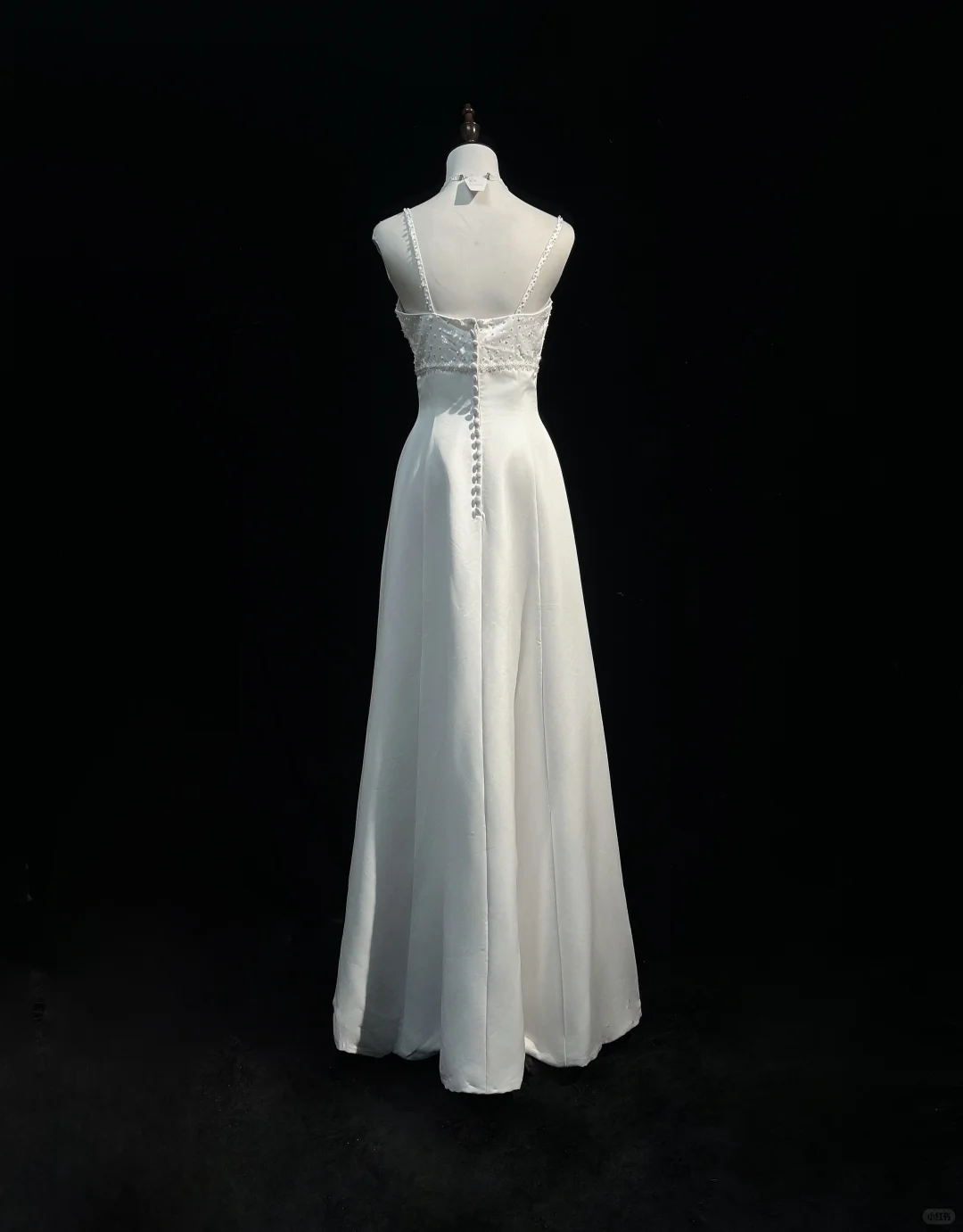Vestido de novia vintage, corte A, tirantes finos, satén blanco, cuentas, largo, estilo retro, modesto, DH2666