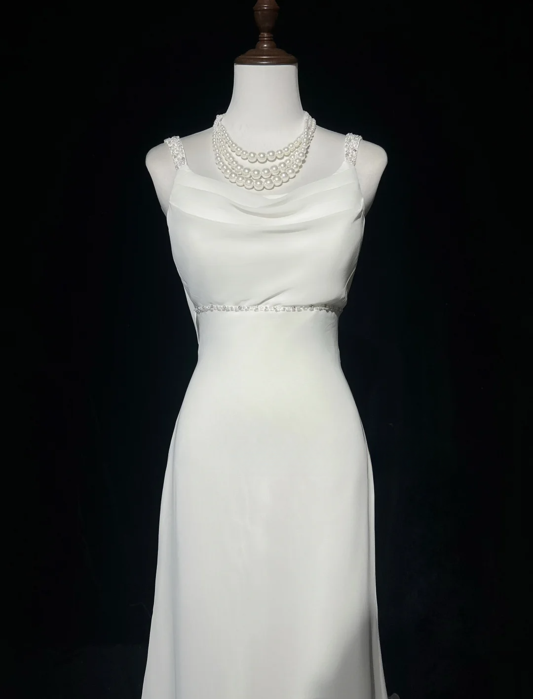 Vestido de novia vintage de corte sirena con tirantes finos, espalda descubierta, de gasa blanca, largo, estilo retro, modesto, DH2669