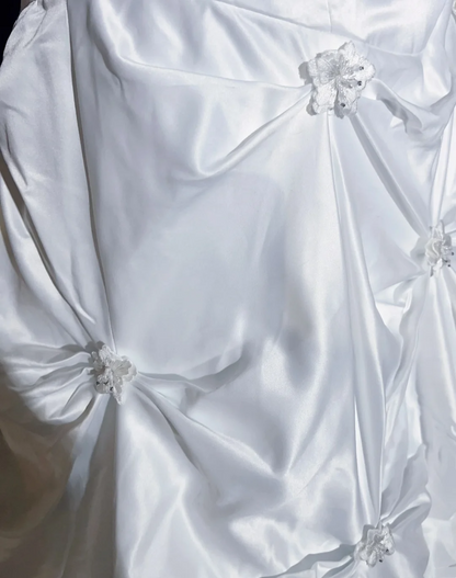 Vestido de novia vintage, vestido de fiesta con tirantes finos de tafetán blanco, vestido de novia largo, vestidos de novia retro, vestidos de novia modestos DH2672