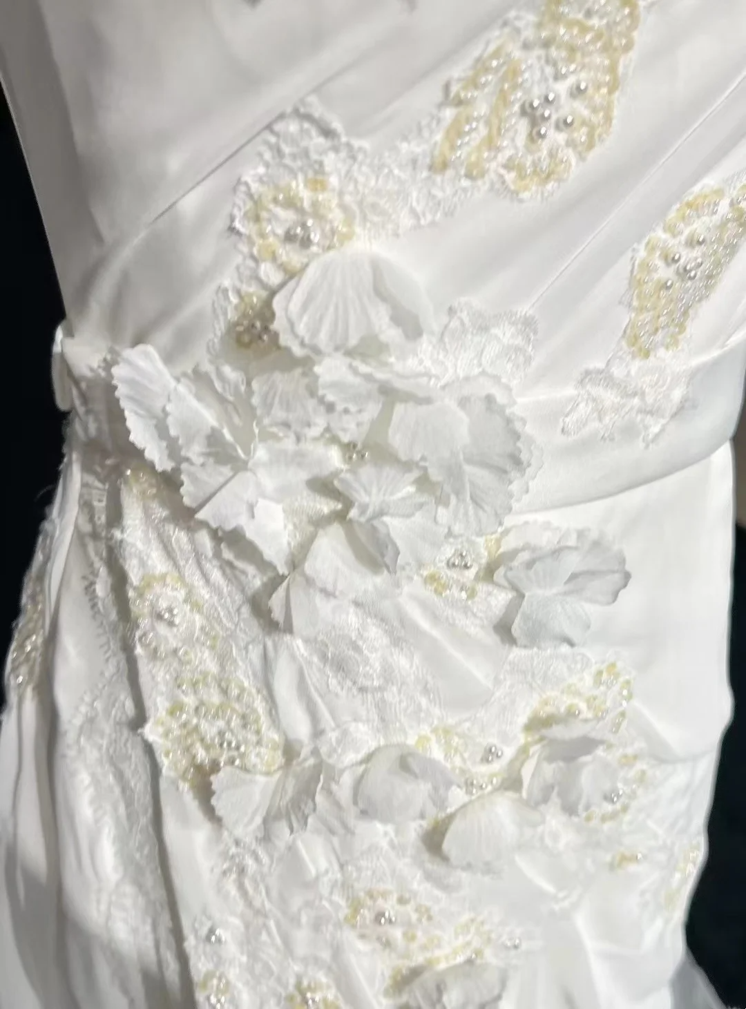 Vestido de novia vintage de corte sirena, de un solo hombro, de gasa, blanco, largo, estilo retro, modesto, DH2676