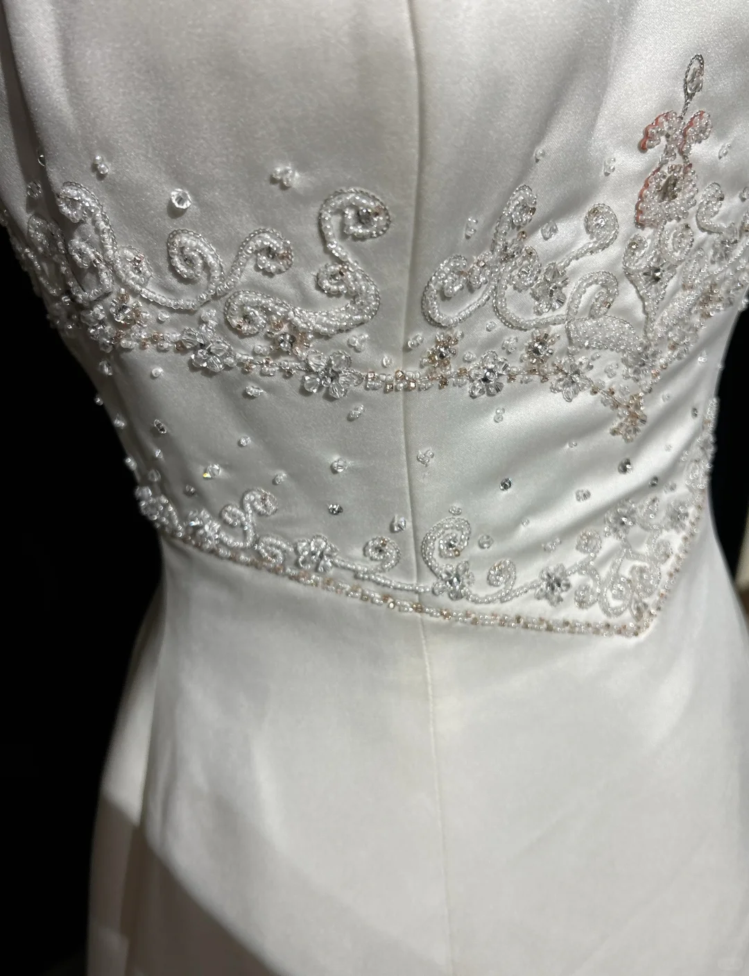 Vestido de novia vintage, corte A, sin tirantes, de satén blanco, largo, estilo retro, modesto, DH2677