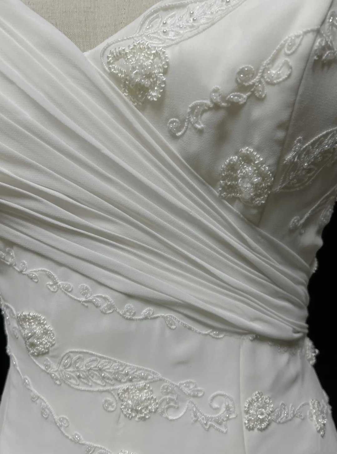 Vestido de novia vintage de corte sirena con tirantes finos, de gasa y cuentas, blanco, largo, estilo retro, modesto, DH2679