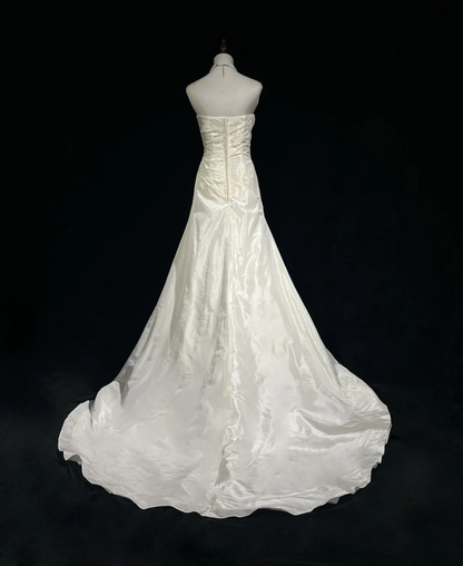 Vestido de novia vintage, vestido de fiesta sin tirantes, satén marfil, largo, estilo retro, modesto, DH2680