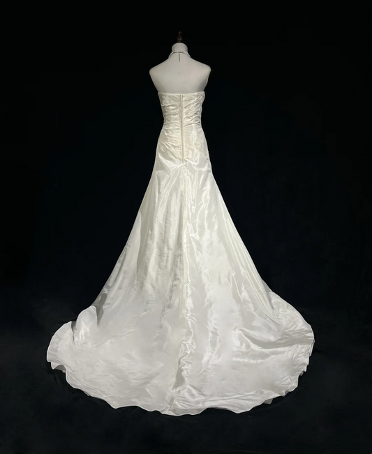 Vestido de novia vintage, vestido de fiesta sin tirantes, satén marfil, largo, estilo retro, modesto, DH2680