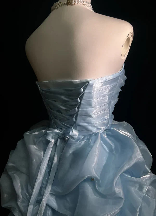 Vestido vintage de fiesta con escote en forma de corazón, corte A, sin tirantes y volantes, vestido de cóctel corto TP4609