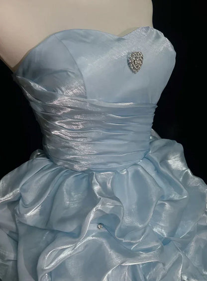 Vestido vintage de fiesta con escote en forma de corazón, corte A, sin tirantes y volantes, vestido de cóctel corto TP4609