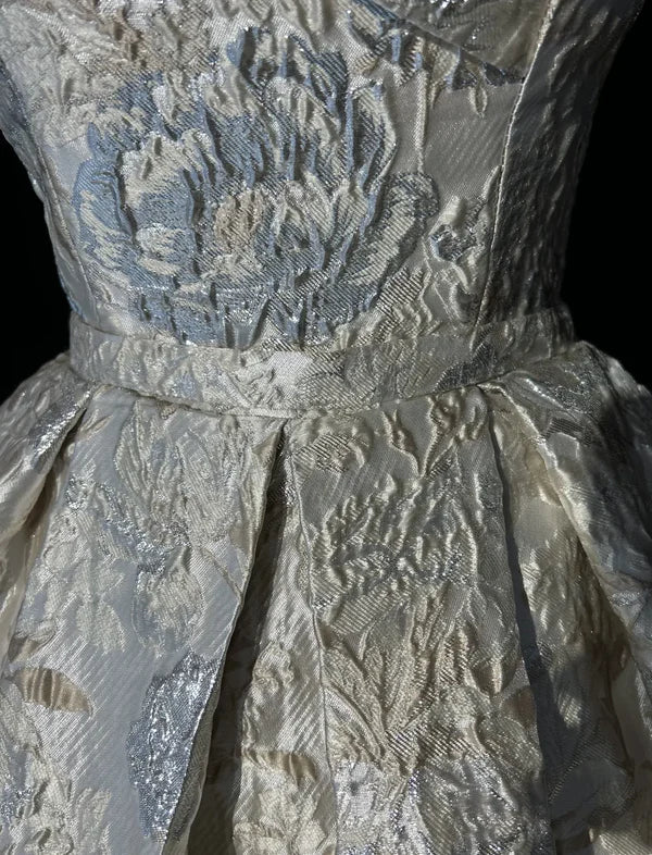 Vestido de fiesta vintage plateado de corte A con tirantes finos, vestido de cóctel corto TP4610