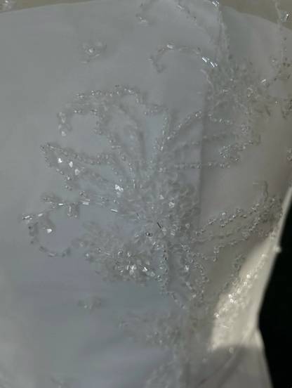 Vestido de novia vintage, corte A, escote redondo, de gasa con cuentas, blanco, corto, para segunda boda, estilo retro, modesto, DH2685