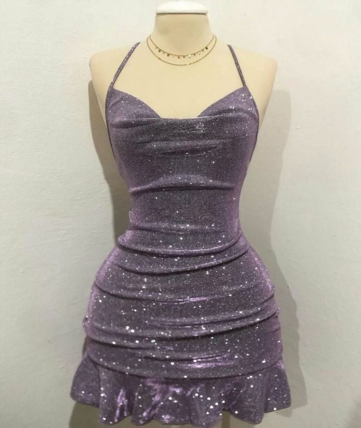 Vestidos de fiesta sexys con cuello halter, lentejuelas, ajustados, color uva, para baile de graduación, de octavo grado, para cumpleaños, DH2695