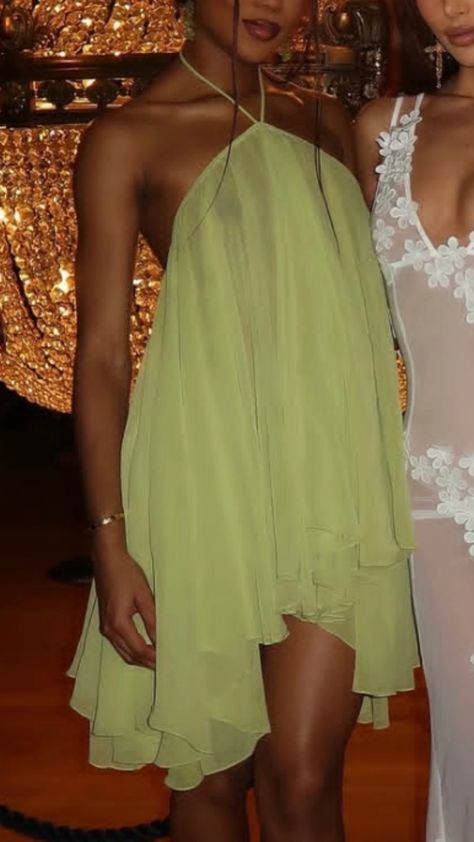 Vestido corto de fiesta de graduación, de gasa, amarillo, con cuello halter, corte A, minivestido formal, DH2749