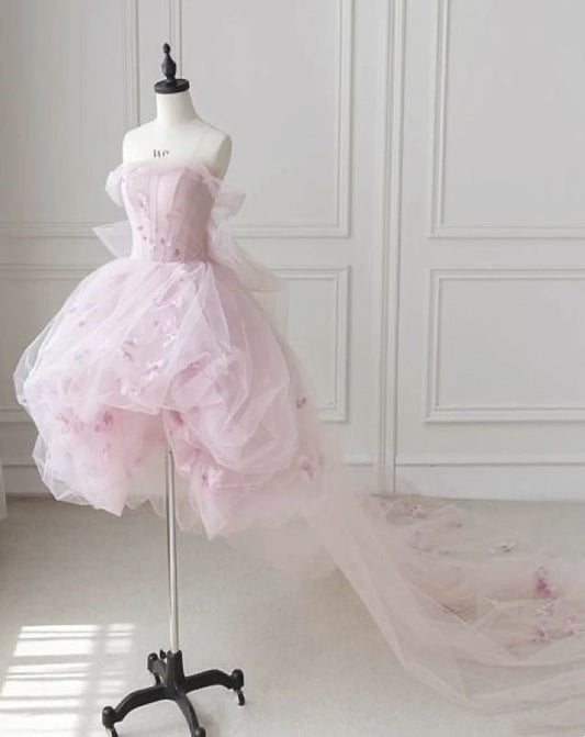Pretty Ball Gown Off The Shoulder Light Pink Tulle Short Formal 8th Grade Homecoming Dresses Summer Middle School Hoco Dress 6th Grade Graduation Outfits DH286