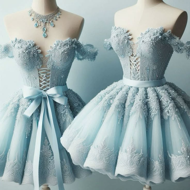Cute Ball Gown Off The Shoulder Light Sky Blue Tulle Short Formal 8th Grade Homecoming Dresses Summer Middle School Hoco Dress Homecoming Outfits DH287