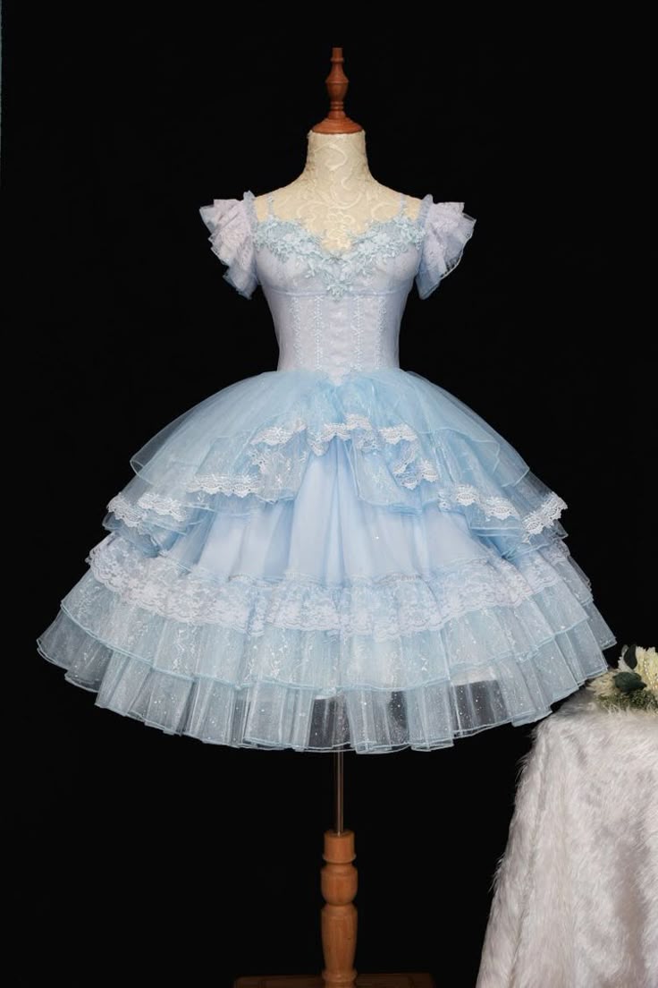 Vestido de fiesta de tul azul claro para octavo grado, ideal para graduaciones de secundaria, minivestido corto DH288
