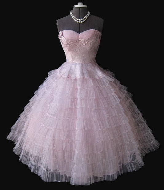 Pretty Ball Gown Sweetheart Pink Tulle Formal 8th Grade Homecoming Dresses Summer Middle School Hoco Dress 6th Grade Graduation Outfits DH304