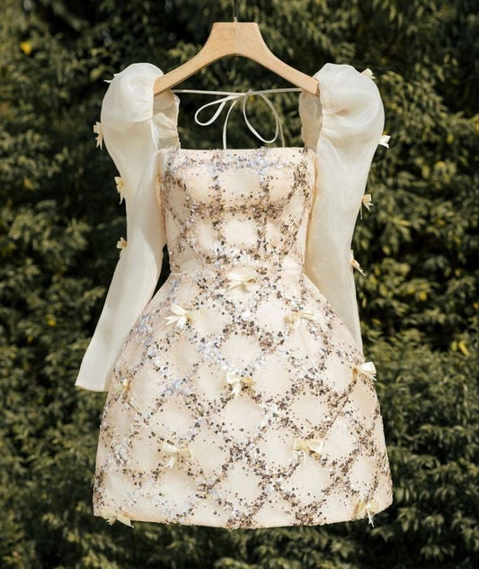 Vestidos cortos elegantes de fiesta de graduación, corte A, cuadrados, minivestidos formales para octavo grado, trajes de verano para la escuela secundaria DH34