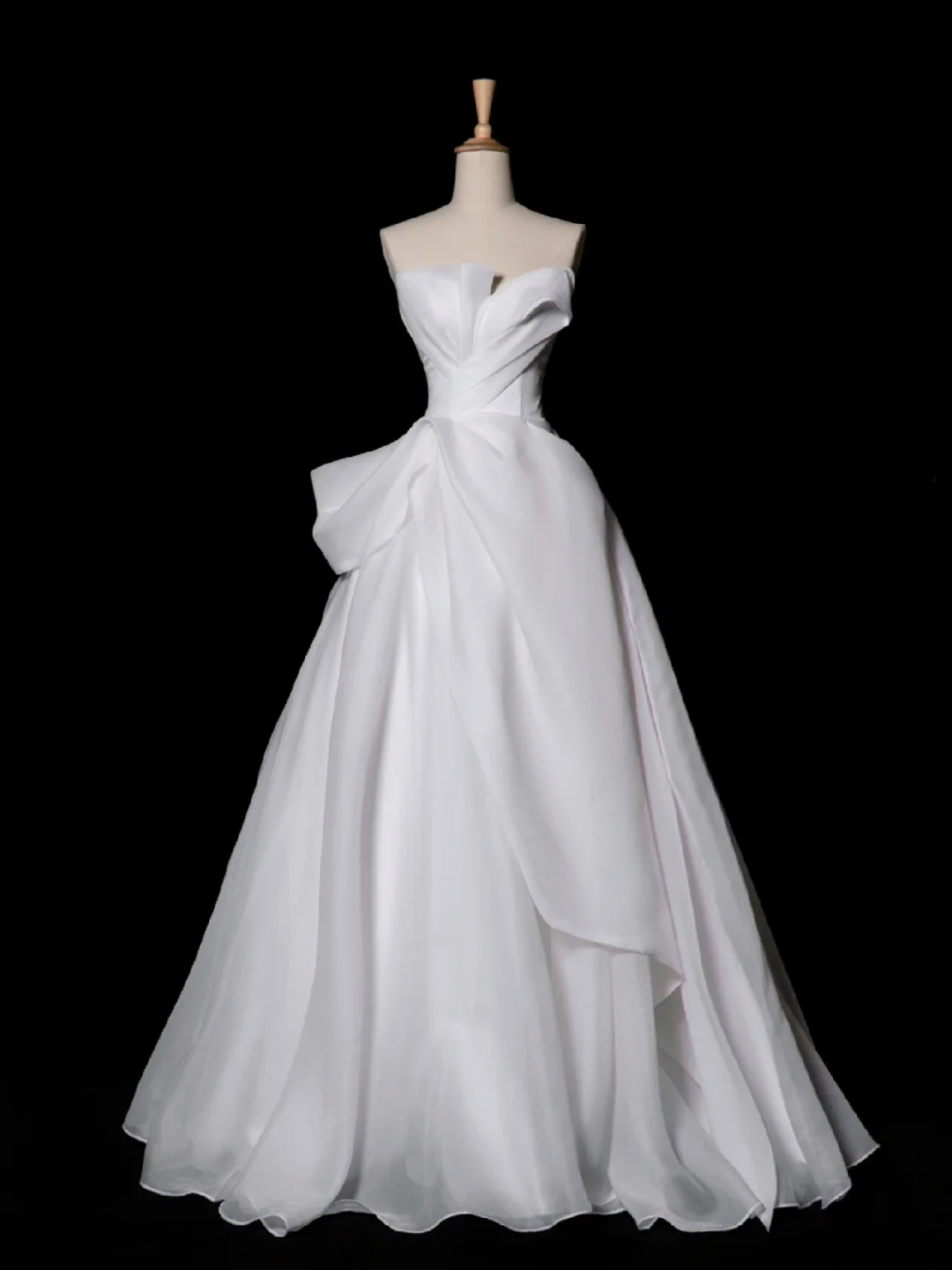 Hermoso vestido de novia blanco largo sin tirantes, de lujo, DH341