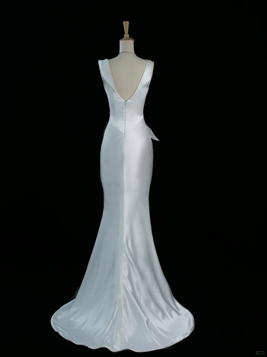 Hermoso vestido de novia estilo sirena con escote en V, blanco, de satén, largo, vintage, DH352