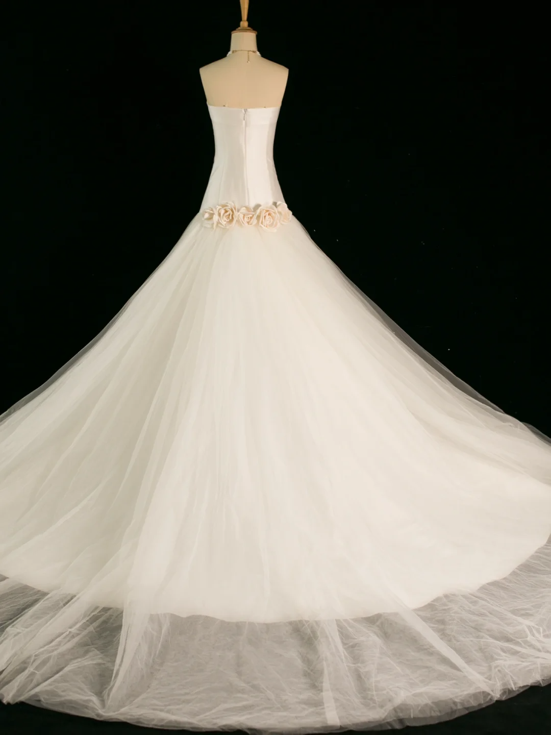Hermoso vestido de novia estilo sirena, sin tirantes, color marfil, sin mangas, de satén, largo, vintage, DH355