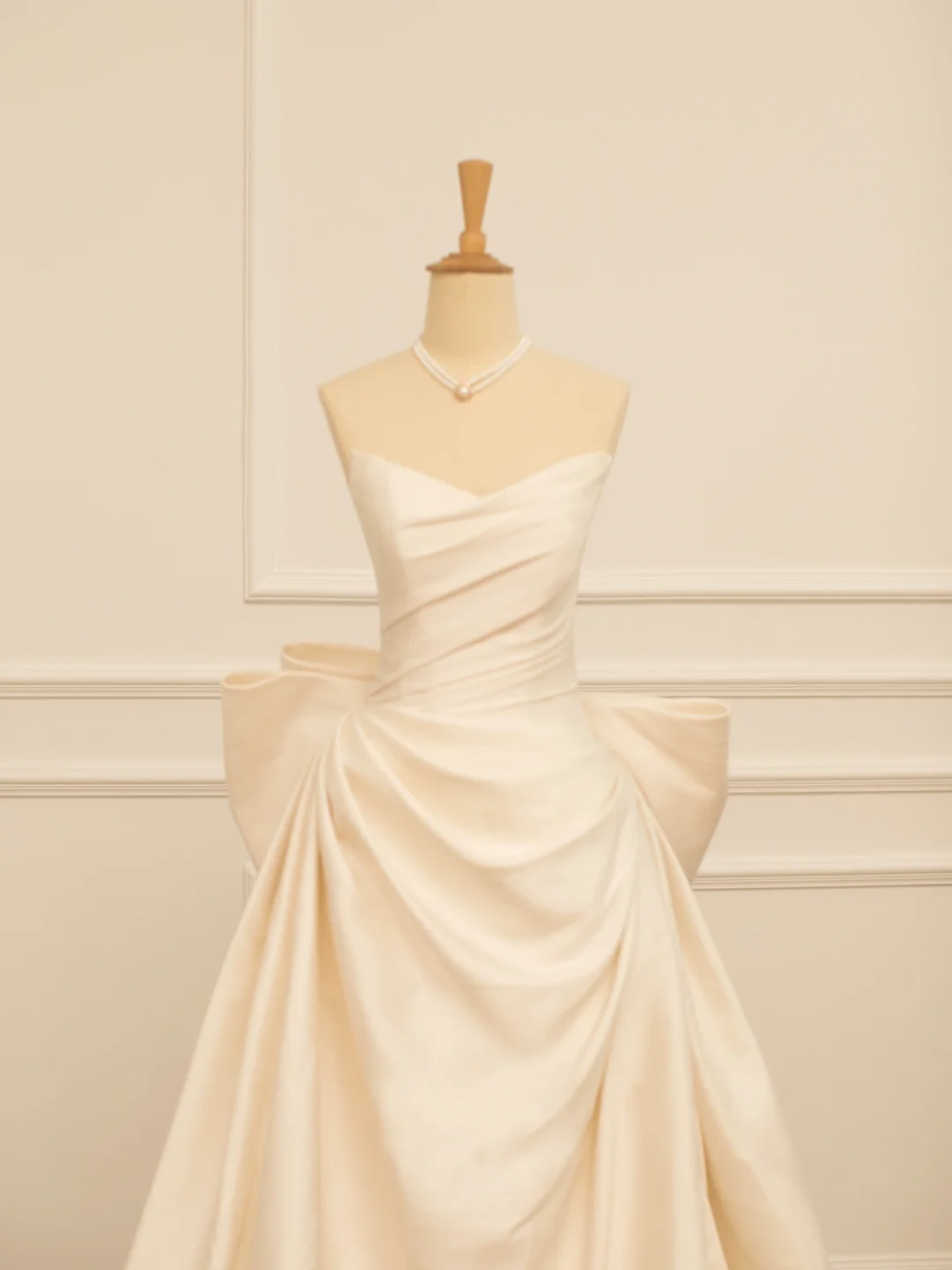 Elegante vestido de novia largo de verano con mangas de corazón y satén marfil DH362