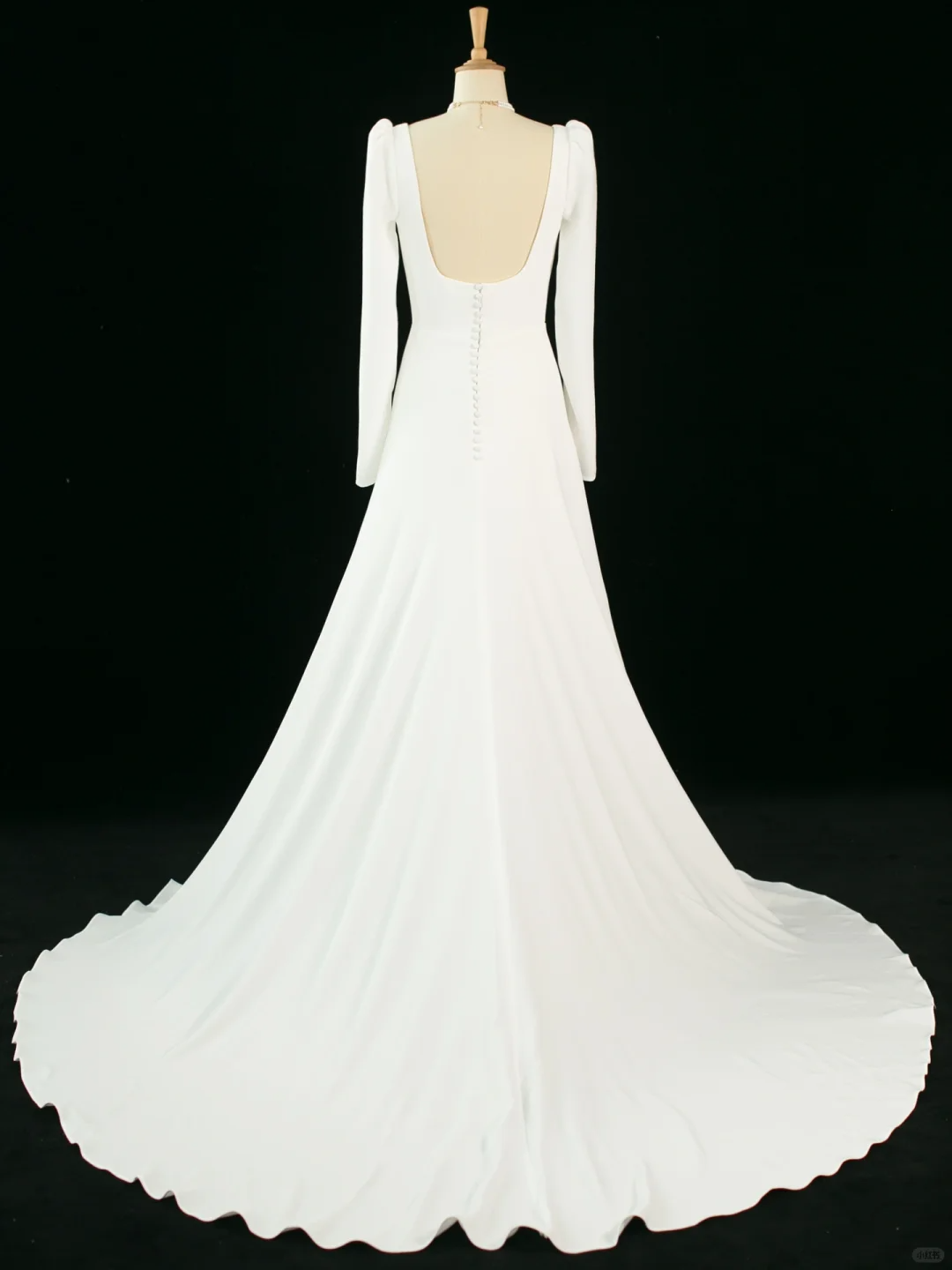 Hermoso vestido de novia blanco de corte A, escote cuadrado, mangas largas, DH364