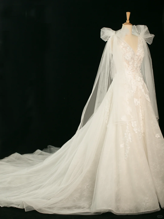 Hermoso vestido de novia, vestido de fiesta, escote en V, sin mangas, tul, encaje, largo, vintage, para novias, DH365