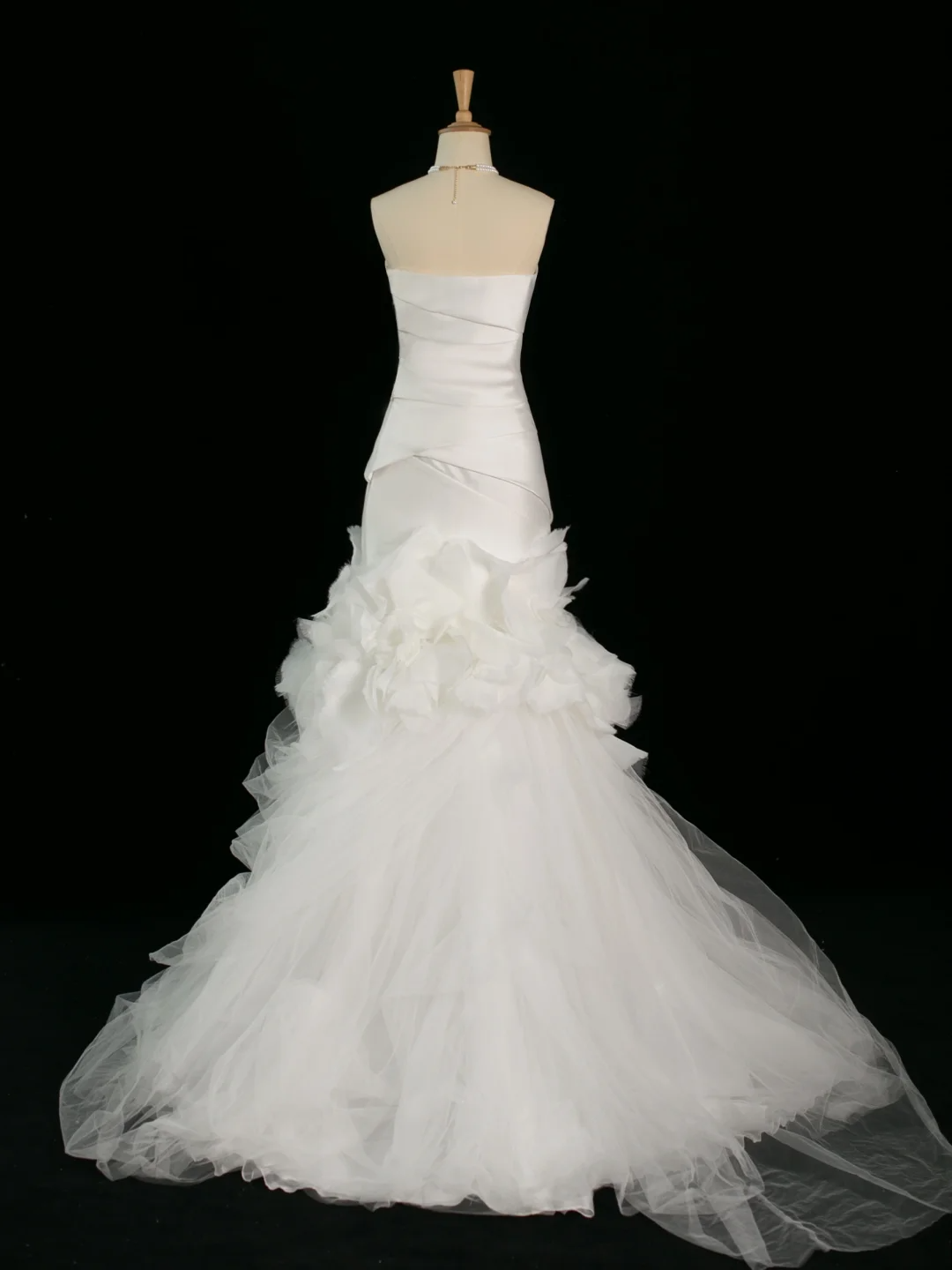 Hermoso vestido de novia de sirena, sin tirantes, blanco, sin mangas, de satén, largo, vintage, para novias, DH368
