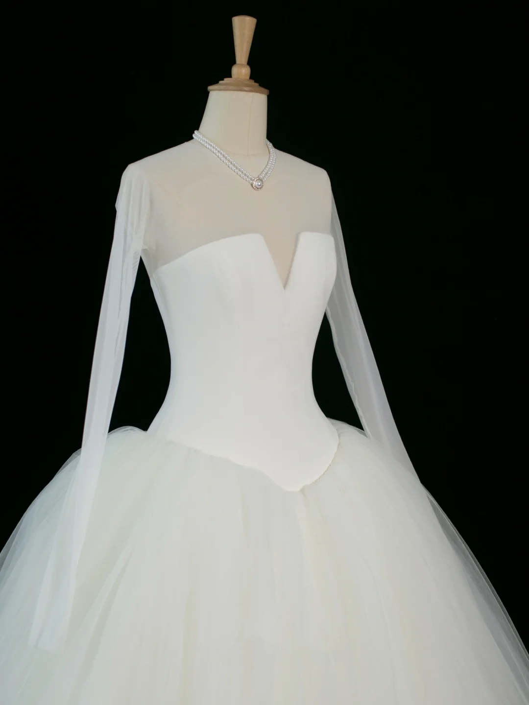 Elegante vestido de novia de verano, corte en V, mangas largas, tul blanco, DH370