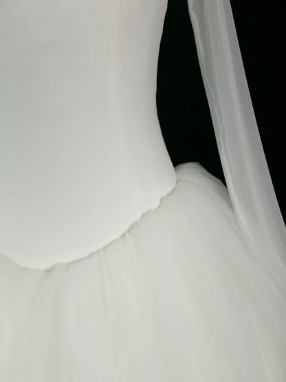 Elegante vestido de novia de verano, corte en V, mangas largas, tul blanco, DH370