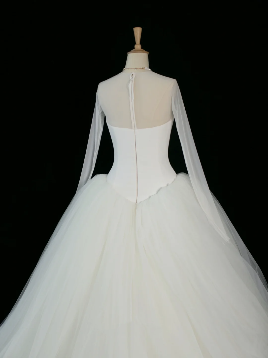 Elegante vestido de novia de verano, corte en V, mangas largas, tul blanco, DH370