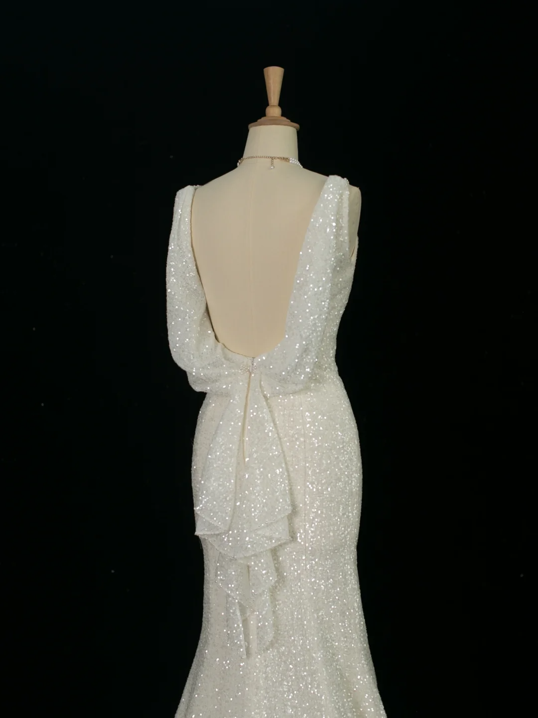 Hermoso vestido de novia estilo sirena con tirantes finos y lentejuelas blancas, largo vintage, DH372