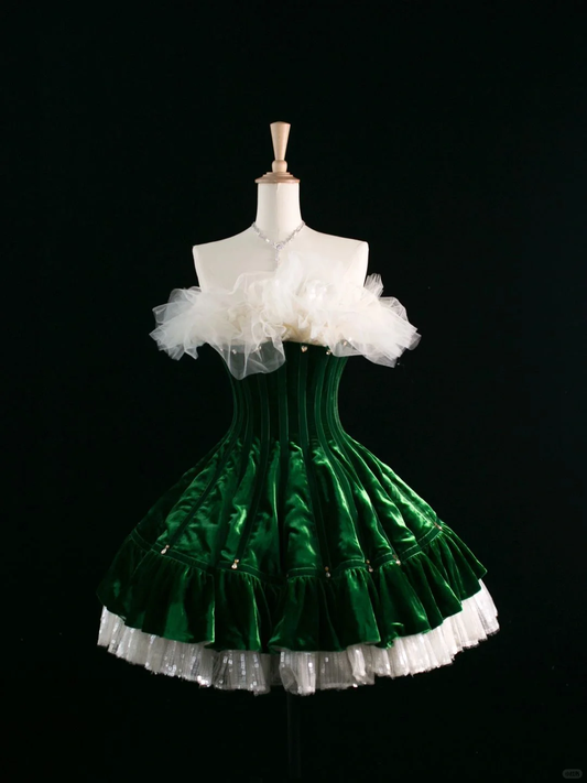 Bonito vestido de fiesta sin tirantes, verde oscuro, corto, de terciopelo, formal, para octavo grado, vestido de verano para escuela secundaria, traje de fiesta DH385