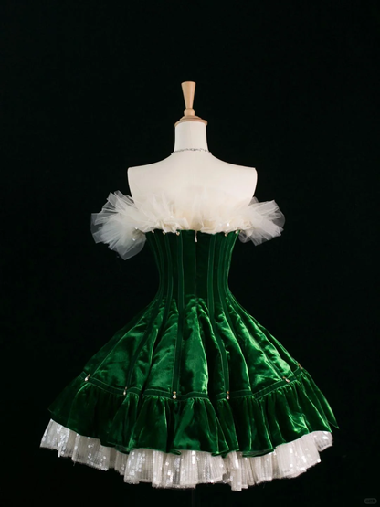 Bonito vestido de fiesta sin tirantes, verde oscuro, corto, de terciopelo, formal, para octavo grado, vestido de verano para escuela secundaria, traje de fiesta DH385