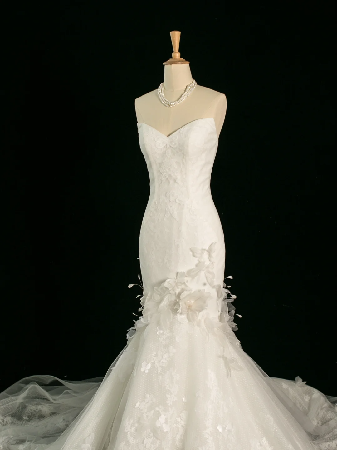 Hermoso vestido de novia estilo sirena con escote corazón, encaje blanco, largo, vintage, DH387