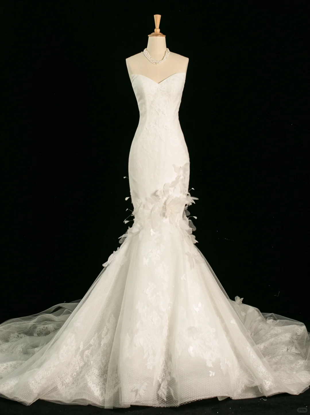 Hermoso vestido de novia estilo sirena con escote corazón, encaje blanco, largo, vintage, DH387