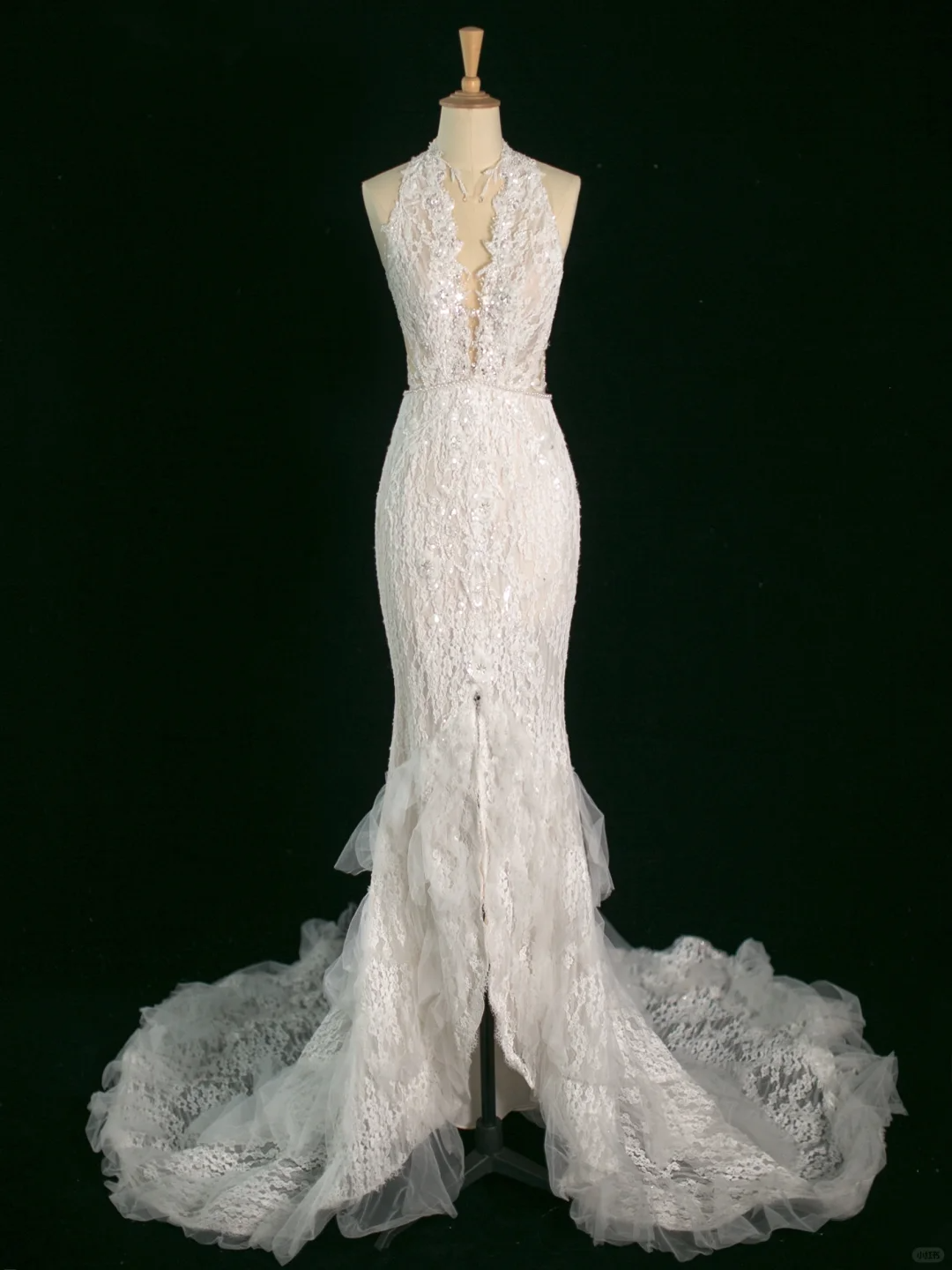 Hermoso vestido de novia estilo sirena, escote en V, sin mangas, encaje, largo, vintage, DH391