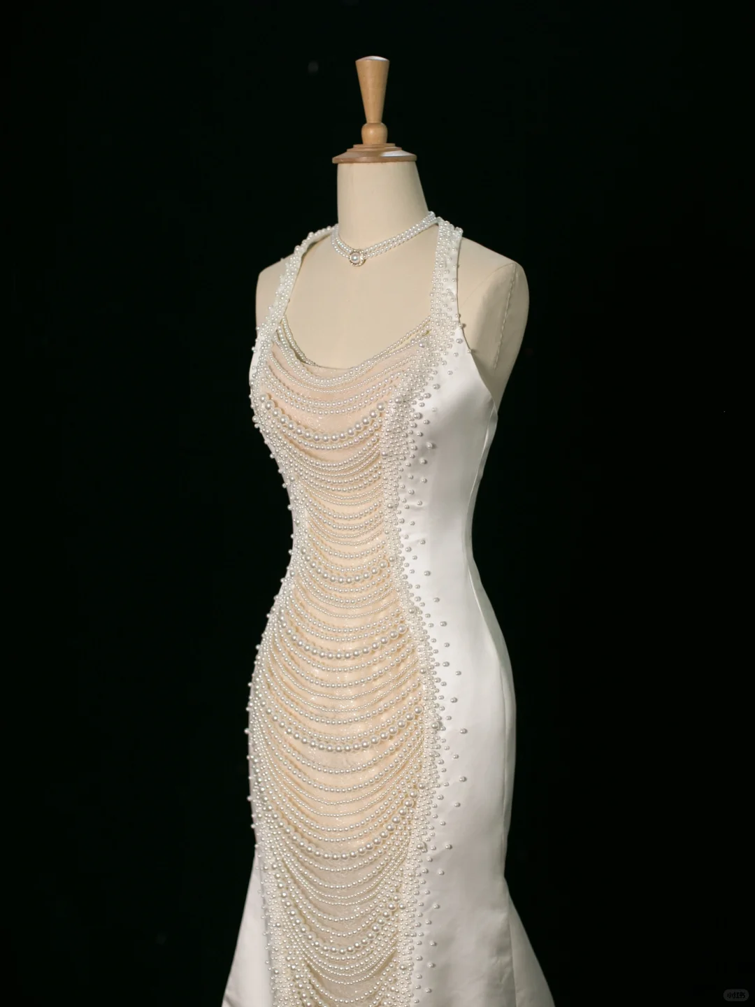 Vestido de novia elegante de corte sirena, estilo halter, de satén blanco, sin mangas, largo, vintage, DH394