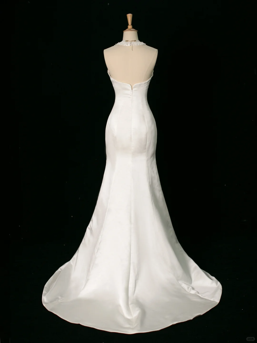 Vestido de novia elegante de corte sirena, estilo halter, de satén blanco, sin mangas, largo, vintage, DH394