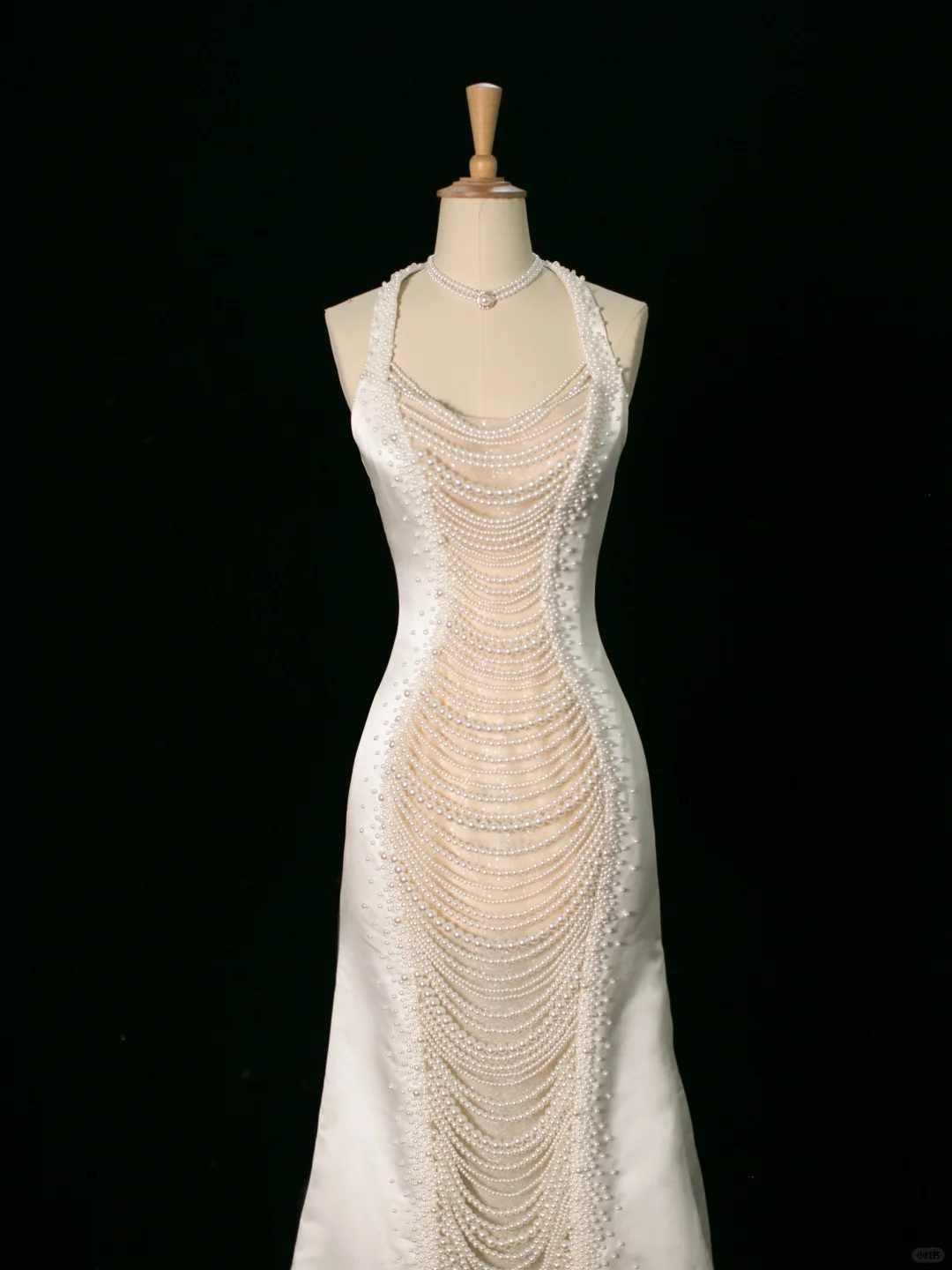Vestido de novia elegante de corte sirena, estilo halter, de satén blanco, sin mangas, largo, vintage, DH394