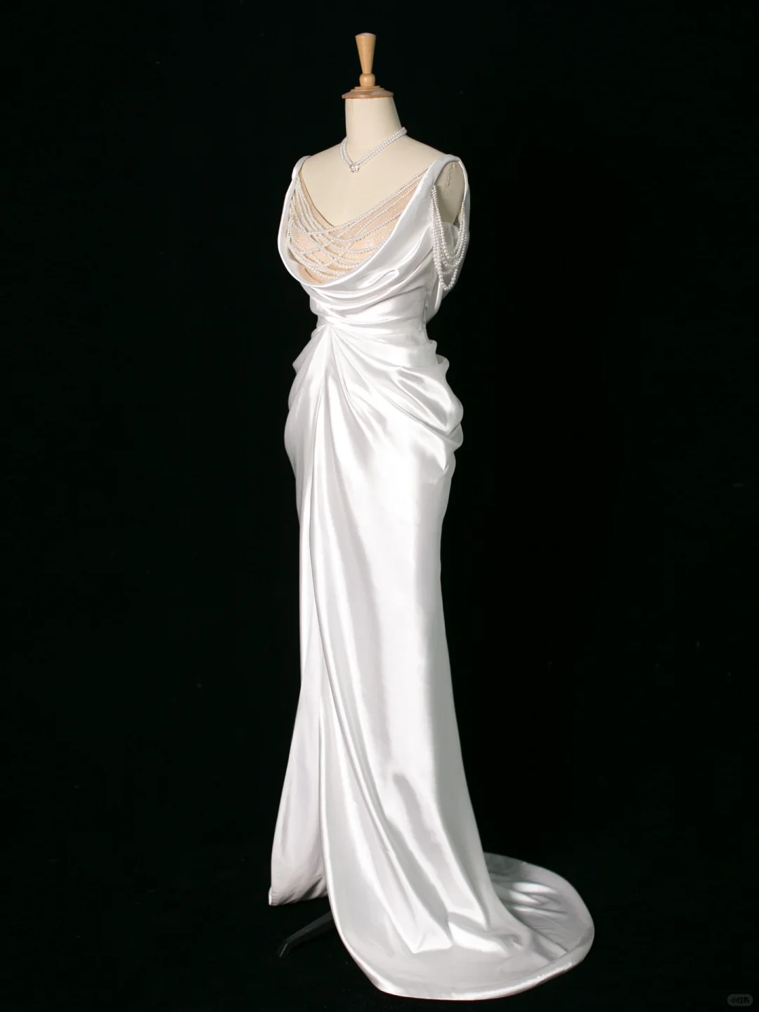 Vestido de novia elegante de corte sirena con tirantes finos, de satén blanco, sin mangas, largo, vintage, DH395