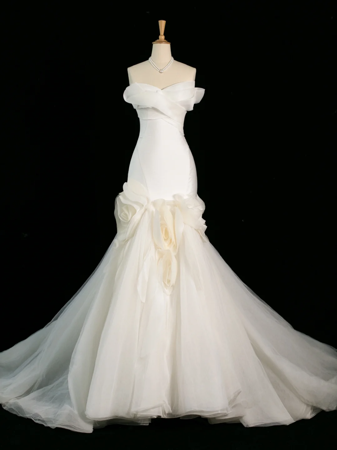 Hermoso vestido de novia estilo sirena con escote corazón de tul blanco, largo, vintage, DH400