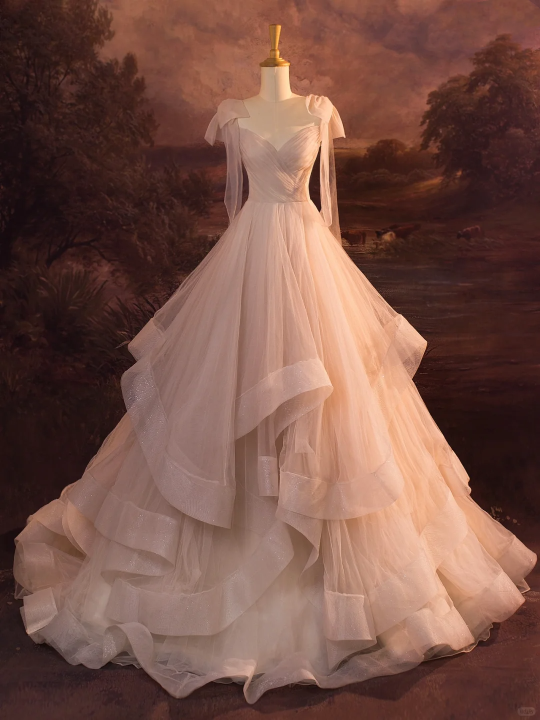 Elegante vestido de novia largo de tul con tirantes finos, vestido de novia DH405